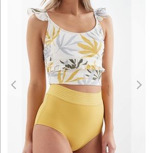 New! DownEast Yellow Floral Two Piece Tankini Swimsuit